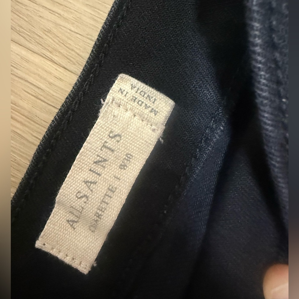 All Saints Cigarette Black Fit Denim Jeans Size30